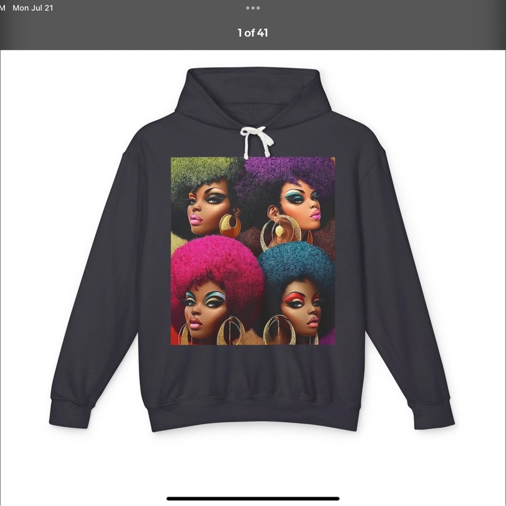 Graphic Print Black Hoodie